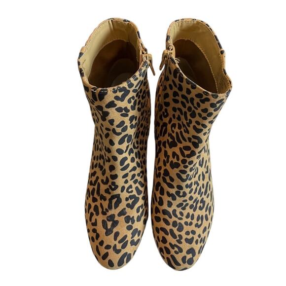 Bar III Women’s Booties Gatlin Block Heel Ankle Leopard Print Fabric Upper 5.5M - Picture 5 of 14